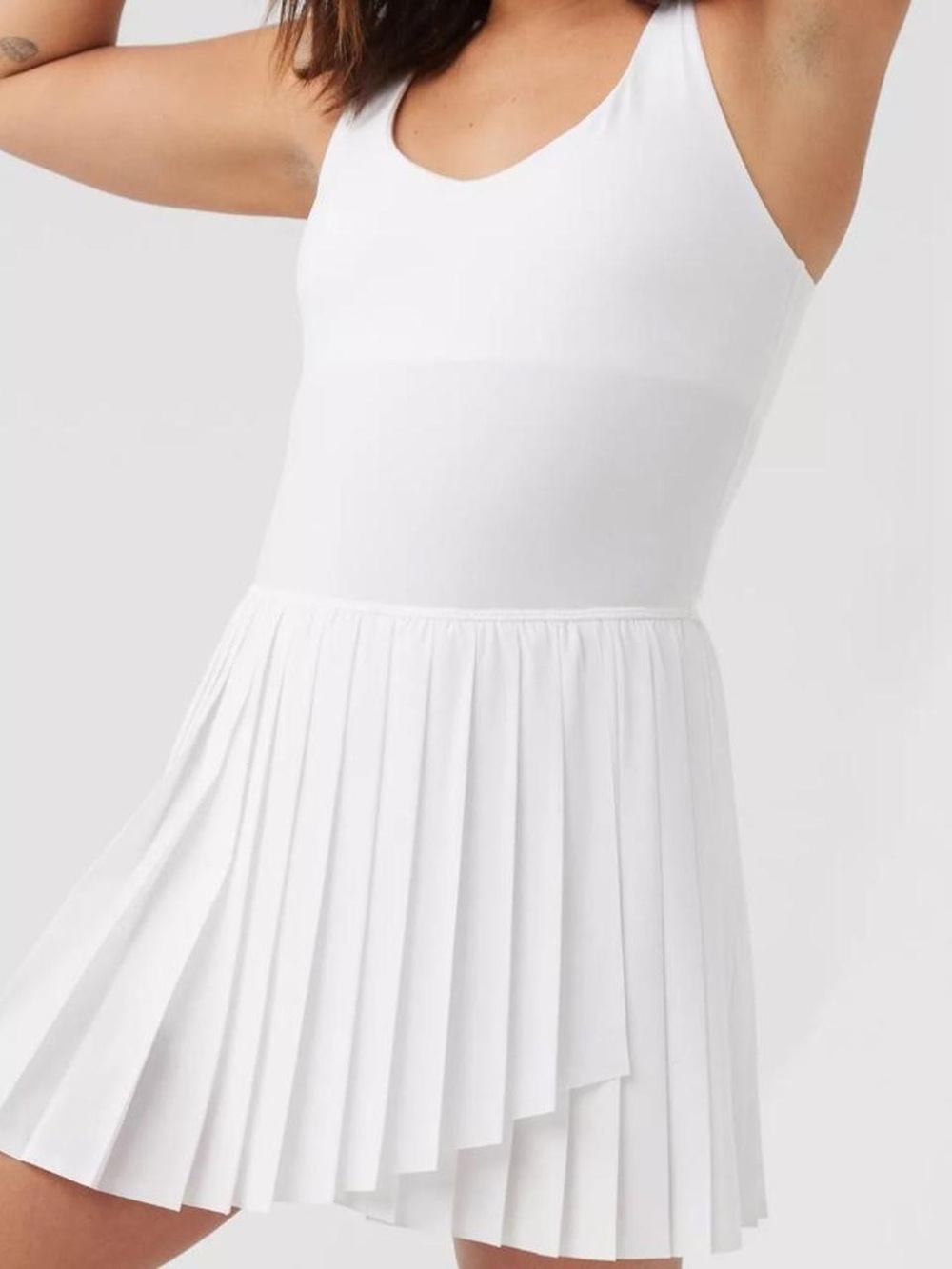 Offline White Pleated Athletic Mini Dress Tennis Preppy Workout Dress Active